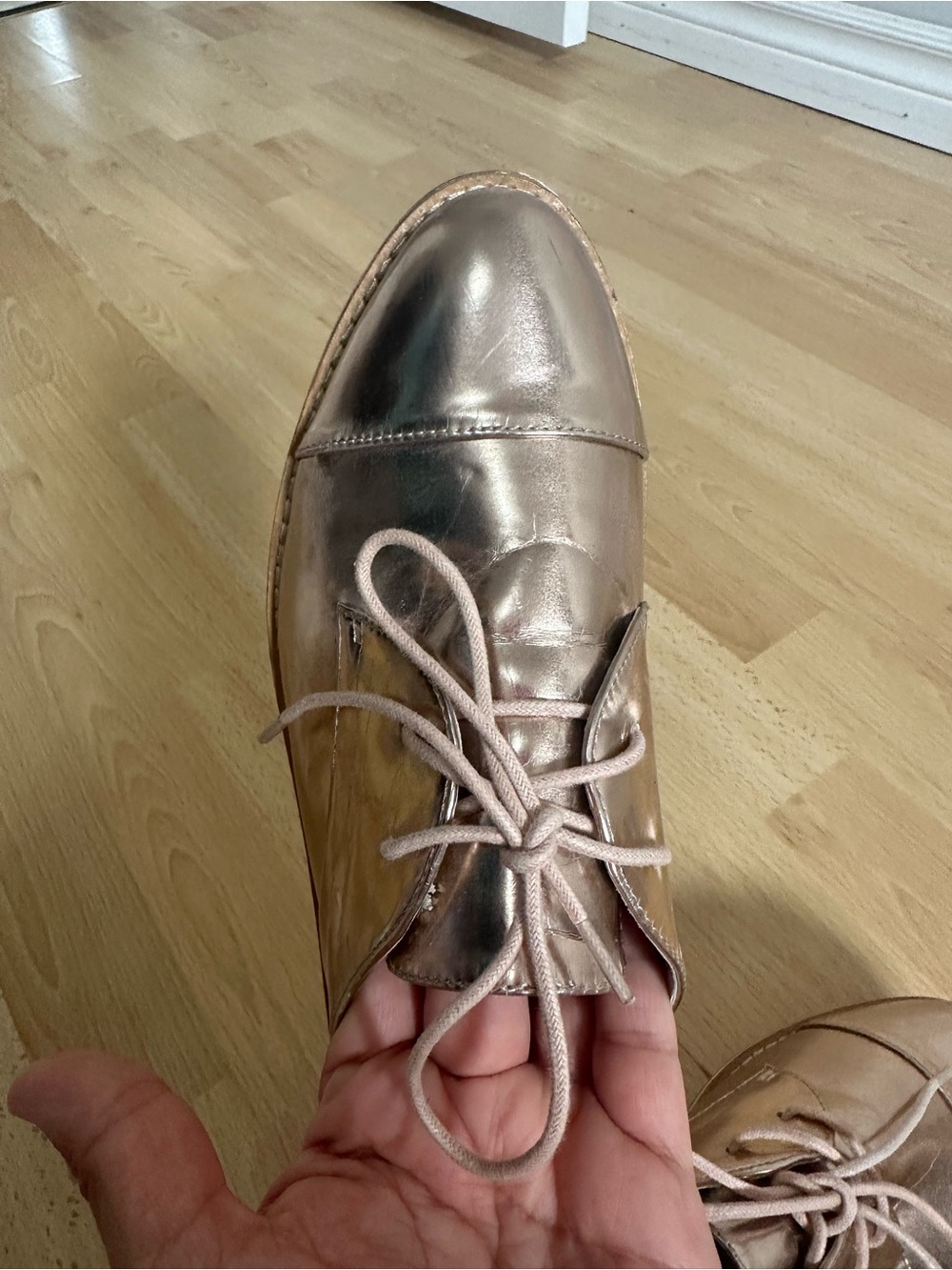 ALDO Rose Gold Metallic Platform Oxford Shoes Women’s US 9 EU 40 Lace-Up - Picture 5 of 16